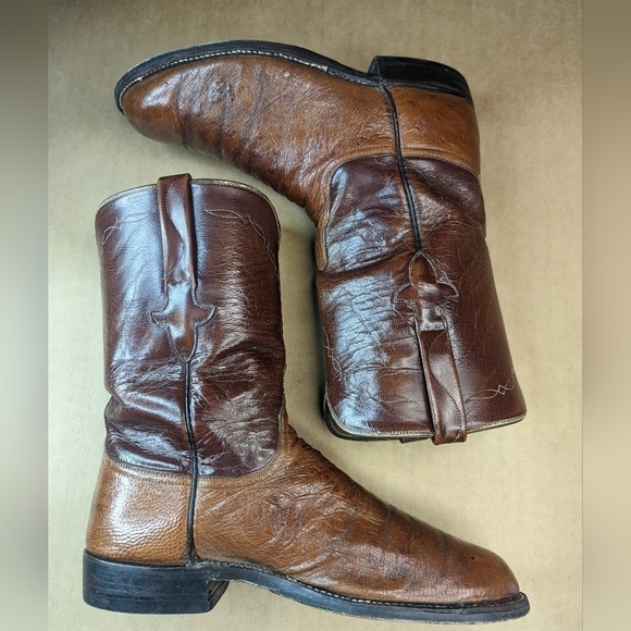 Lucchese Boots men's size 8.5EE Exotic Genuine Cognac Brown Smooth Ostrich class - Picture 6 of 12
